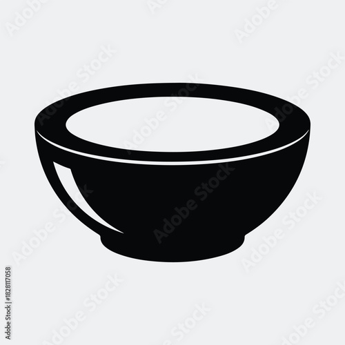 Silhouette bowl full of soup minimalist monochrome vector illustration