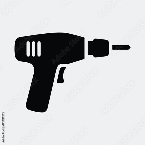 Silhouette electric drill simple tool icon construction equipment vector illustration
