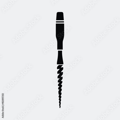 Silhouette endodontic file root canal instrument dental tool vector illustration