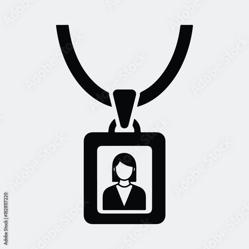 Silhouette Employee id card with female face vector illustration