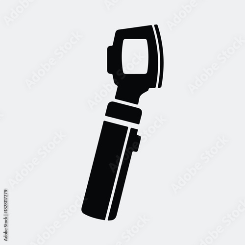 Silhouette handheld ophthalmoscope medical instrument for eye examination vector illustration