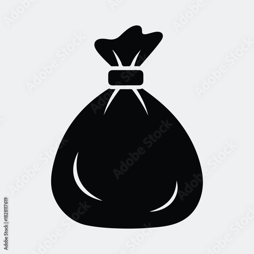 Silhouette money bag cartoon icon simple design vector illustration