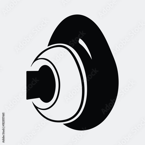 Silhouette mushroom minimal monochrome fungus healthy vegetarian delicious food vector illustration