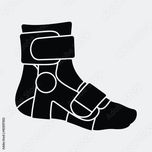 Silhouette orthopedic ankle brace support for fracture recovery vector illustration