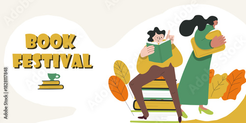 Book festival, books sale, back to school concept design.
