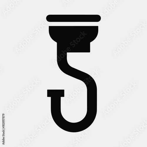 Silhouette plumber drain pipe icon clean plumbing symbol vector illustration
