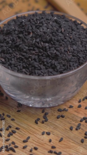 Vertical Video of Black Onion seeds or Nigella (Kalonji)