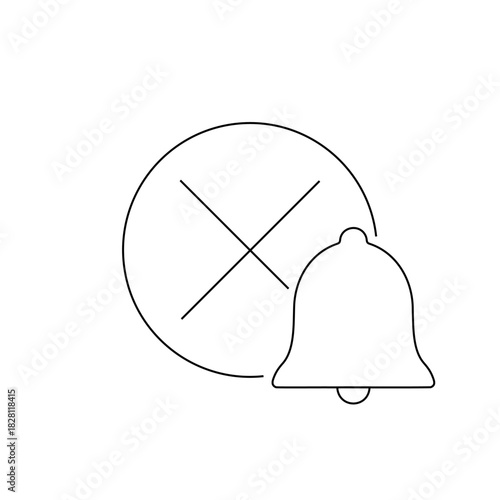Notification off bell disabled mute cross alert outline vector icon
