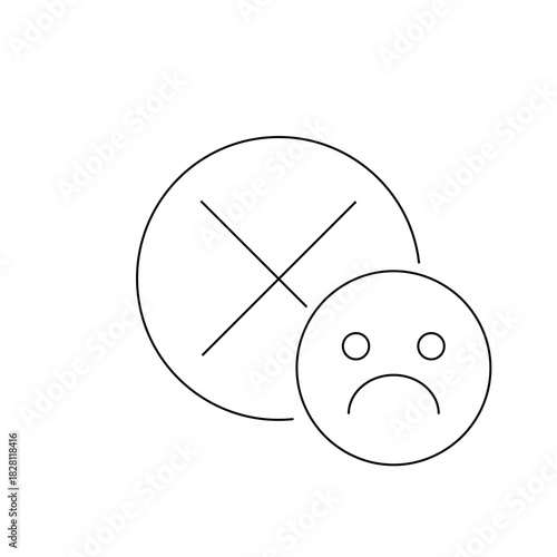 Error block cross sad reaction negative warning alert vector icon
