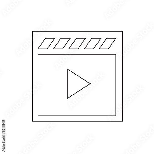 Minimal play button clapper video interface media vector icon