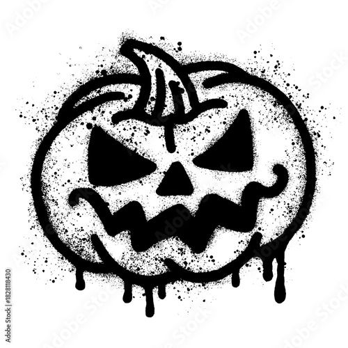 Hand-painted Halloween graffiti with a jack-o'-lantern