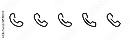 Phone icon. Handset shapes for call and communication vector illustration. Contact and telephone connect tools for mobile apps and hotline support symbol. Clean UI pictogram.