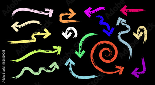 Colorful Grunge Arrows - Textured Brushstroke Directional Elements