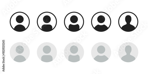 User icon. Circle profile avatar vector illustration. Minimal person silhouette symbol for apps, social accounts and interface contact sign. Default portrait pictogram for login concept.