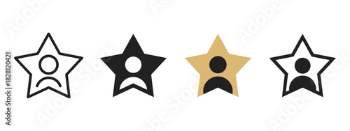 Star icon. Featured user avatar inside a star shape vector illustration. Favorite profile symbol marking rating, achievement and premium status sign. Highlight concept pictogram.
