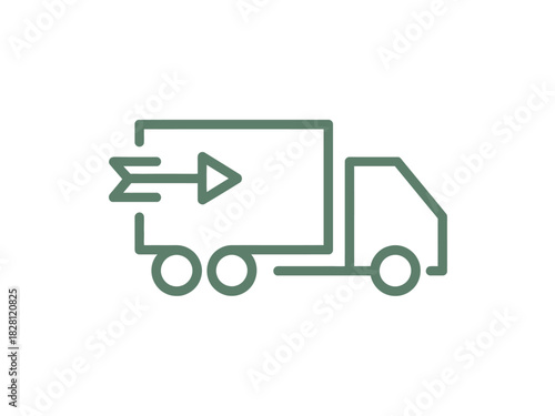 A simplified graphic illustration of a truck with an arrow indicating fast delivery.