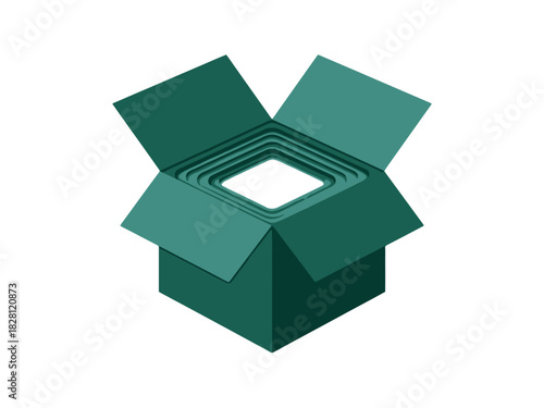 A conceptual illustration of nested boxes creating a sense of depth and infinity.