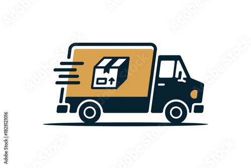 A delivery truck transports a package with speed and efficiency.