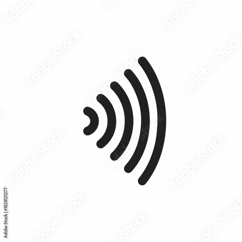 Sound wave icon with multiple curved lines representing sound distribution for technology communication.