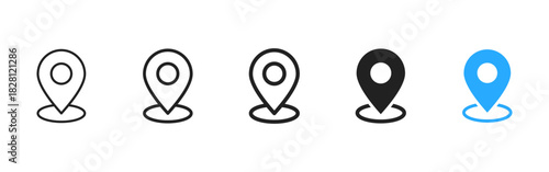 Location pin icon. Simple map marker vector showing position and destination sign. Clean geotag pointer for navigation, route apps and mobile interface pictogram concept.