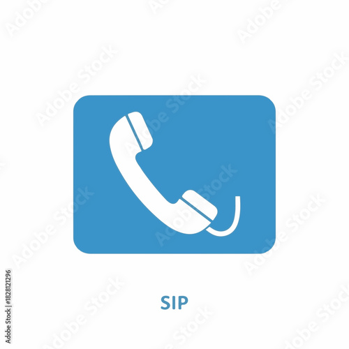 Communication technologies with blue telephone icon representing SIP protocol for voice over internet. SIP technology enhances digital communication efficiency and reliability in modern businesses.