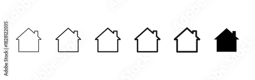 Home icon. Simple house outline with chimney for real estate platforms and property apps vector. Clean residence sign for UI buttons, web navigation and mobile interfaces pictogram.
