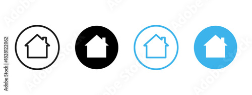 Home icon. House symbol inside circle for apps, websites and real estate platforms vector. Clean residence sign for UI buttons, navigation menus and mobile interface pictogram.