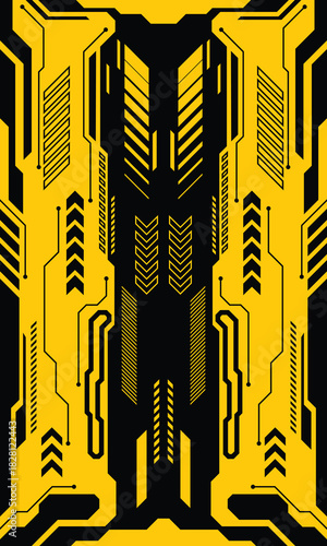 Abstract black yellow cyberpunk circuit background