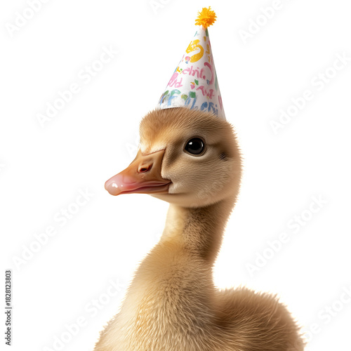Cute Duckling Wearing a Party Hat Celebrates at a Festive Gathering With Joy ...