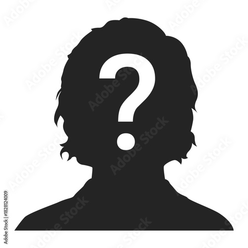 Question Mark in Head Silhouette. Question Mark Silhouette. Thinking and Curiosity Concept Vector.