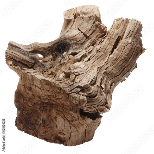 Unique Weathered Wood Piece Showcasing Natural Texture and Form for Decoratio...
