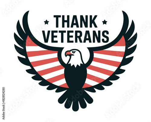 Thank Veterans graphic design with an eagle and American flag wings