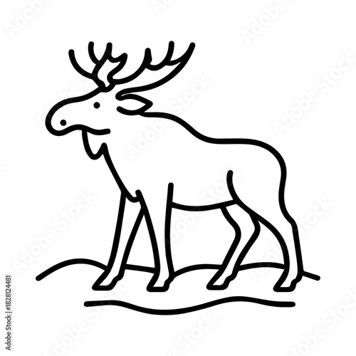 moose in the snow vector line icon on a white background
Vector line icon on a white background