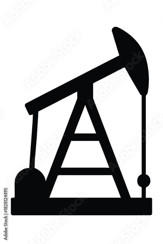 Black Silhouette of an Oil Pumpjack on a White Background Keywords: oil pumpjack, oil rig, pumpjack, petroleum