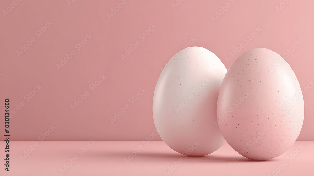 Fototapeta premium Minimalist Easter eggs on a pastel pink background for holiday design