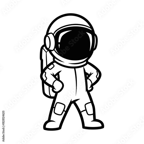 Wallpaper Mural Cartoon astronaut standing confidently with hands on hips   Torontodigital.ca