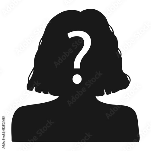 Question Mark in Head Silhouette. Question Mark Silhouette. Thinking and Curiosity Concept Vector.