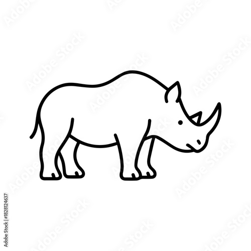 Rhinoceros standing vector line icon on a white background
Vector line icon on a white background
