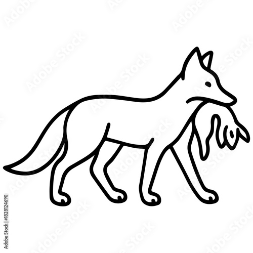 fox holding prey vector line icon on a white background
Vector line icon on a white background