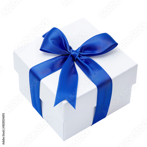 Wrapped Gift Box With Blue Ribbon Ready for Special Occasion Celebration