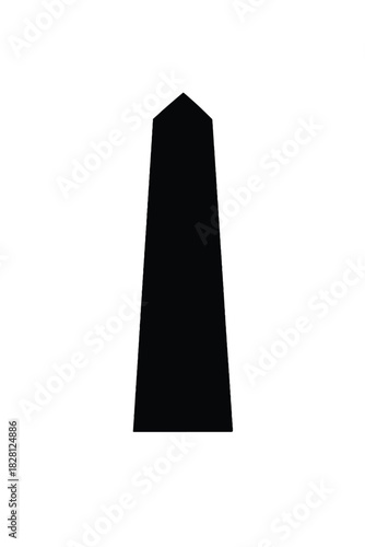 Black silhouette of a simple obelisk shape on a white background monument ancient