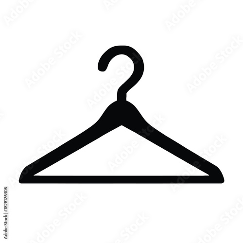 Black Silhouette of a Simple Clothes Hanger on a White Background garment apparel