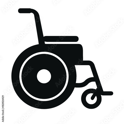 Black Silhouette Icon of a Wheelchair on a White Background accessibility disability