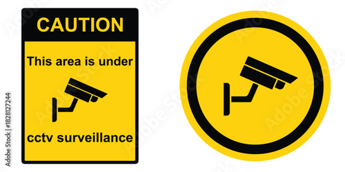 Cctv surveillance warning sign vector.