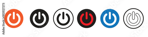 Power Button Icon Set in Multiple Styles and Colors.