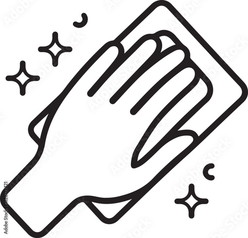 Hand with cleaning napkin line icon, hygiene and disinfection, wipe surface sign vector graphics, editable stroke linear icon,
