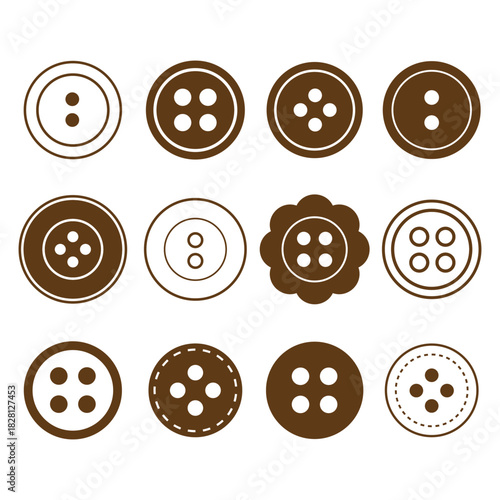 clothing button vector set illustration on white background.