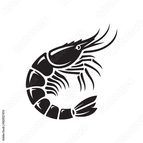 shrimp minimal flat icon black color and white background