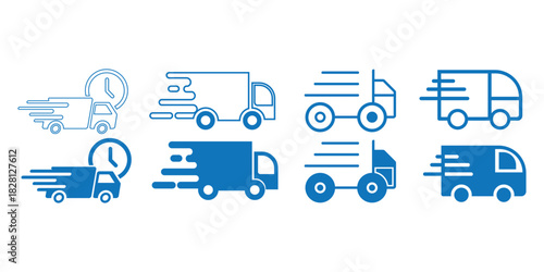 Delivery Truck icons with various design style.