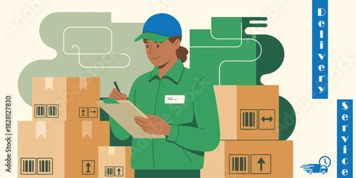 Efficient Delivery Management and Logistics Worker Checking Packages